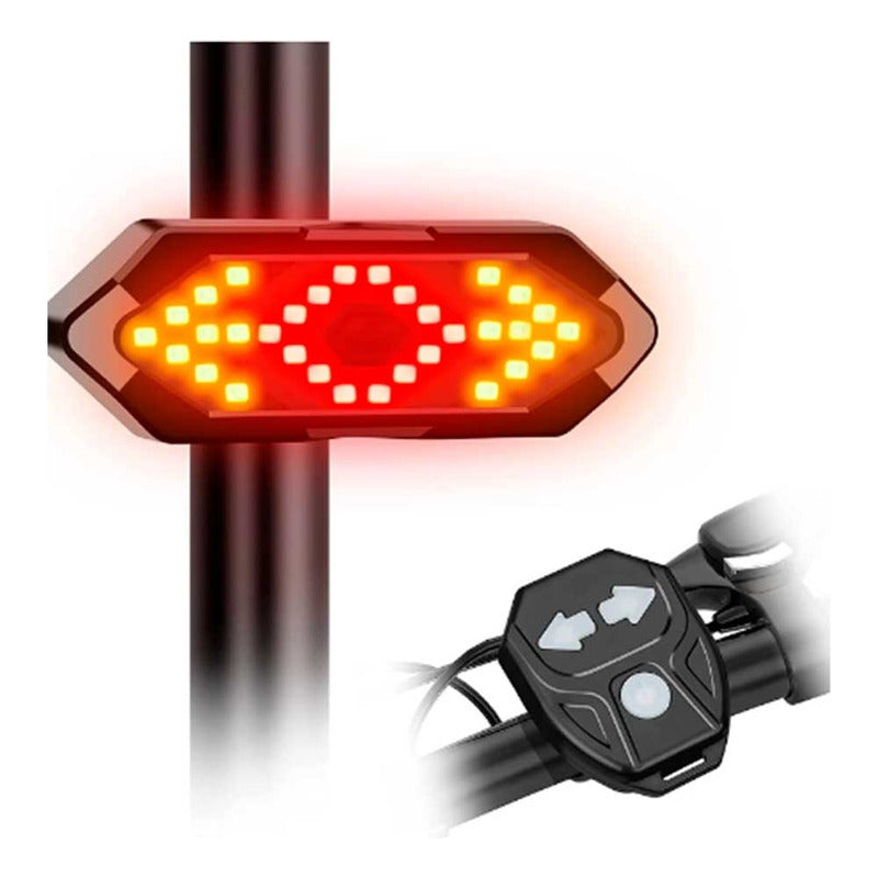 Luz Potente Trasera Para Bici Luz Señalización Bike Inhalamb Negro