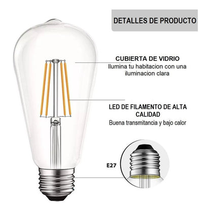 Ampolleta Vintage 4w E27 Filamento Luz Calida Globo 2700k