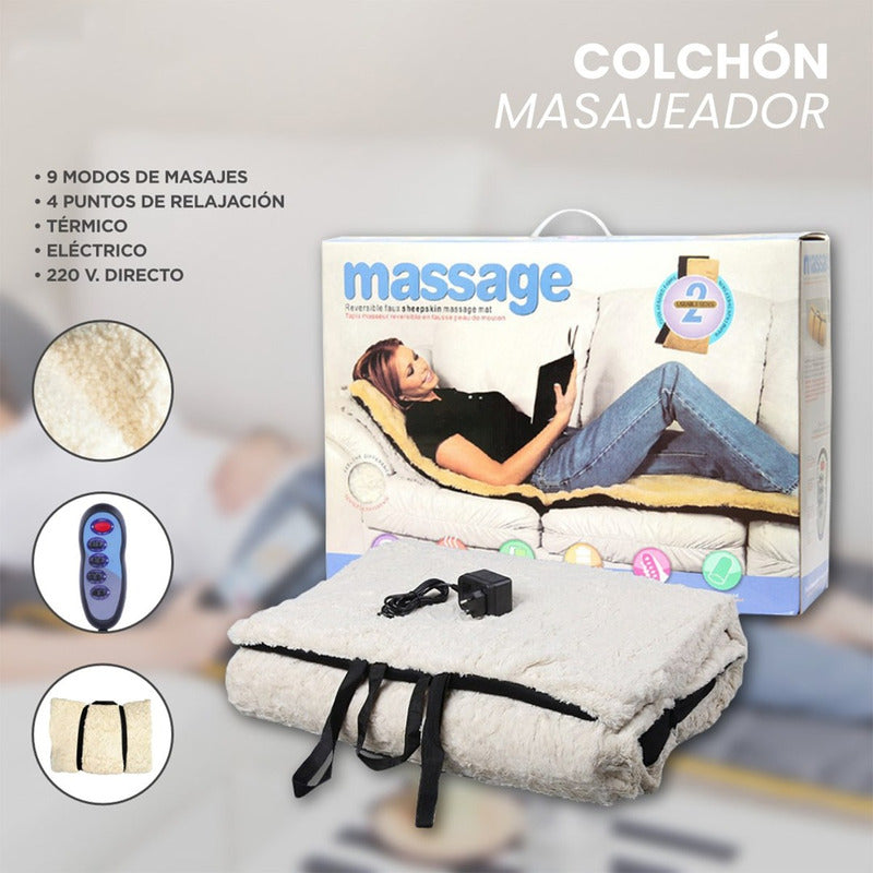 Colchoneta Masaje Cojín Masajeador Chiporro Electrico Calor