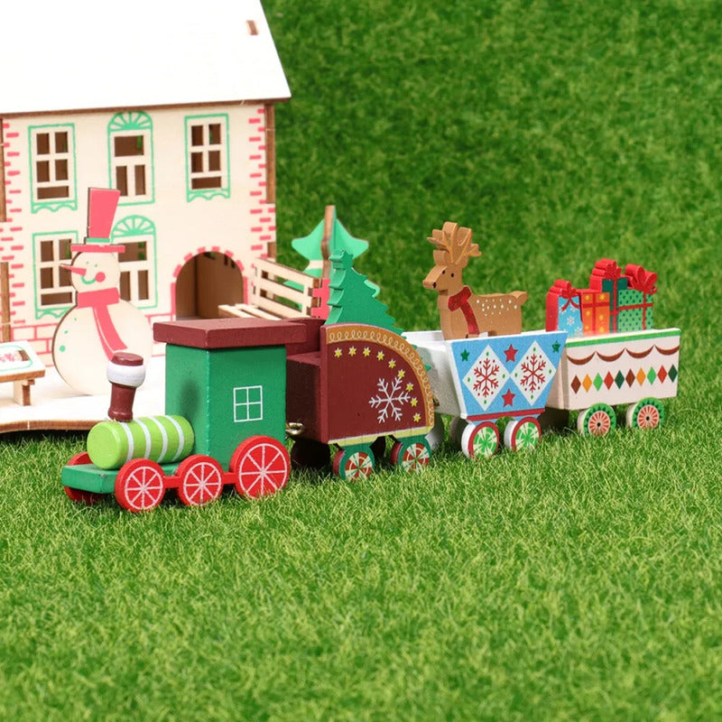 Tren Madera Adornos Navideños Decoración Hogar Navidad Regal