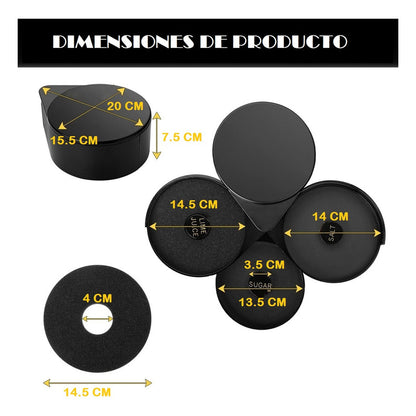 Escarchador De Vasos Orillador Copas Set Bartender 3 Bandeja