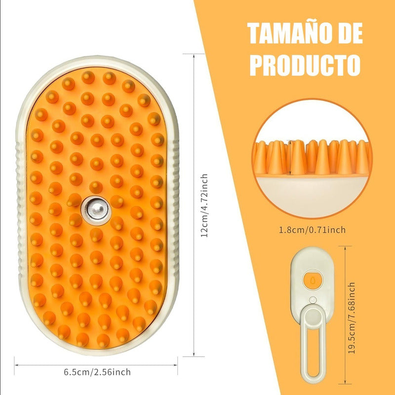 Cepillo Vapor Gato Quita Pelos Mascotas Peine Masajeador