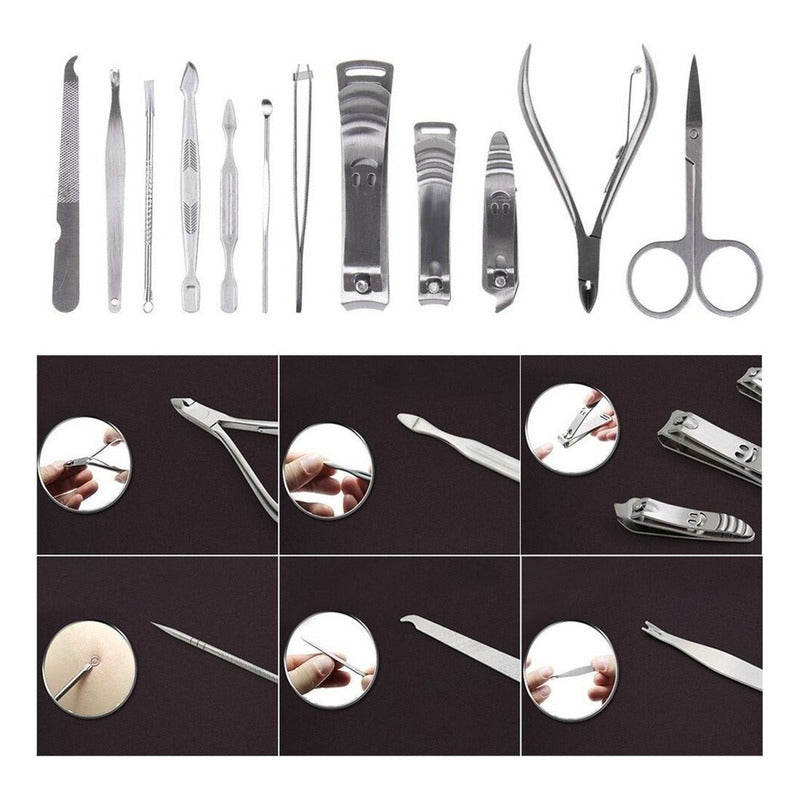 Set Manicure Permanente 12 Pieza Corta Cuticulas Profesional