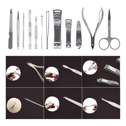 Set Manicure Permanente 12 Pieza Corta Cuticulas Profesional