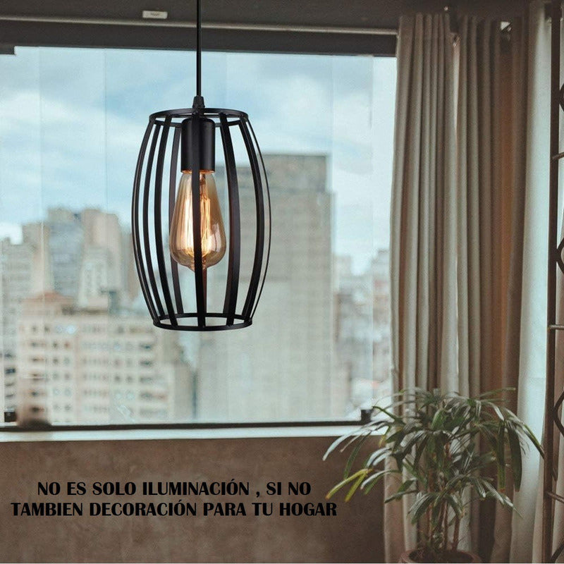 Pack X2 Lámpara Colgante Vintage Ovalada Lámparas Living E27