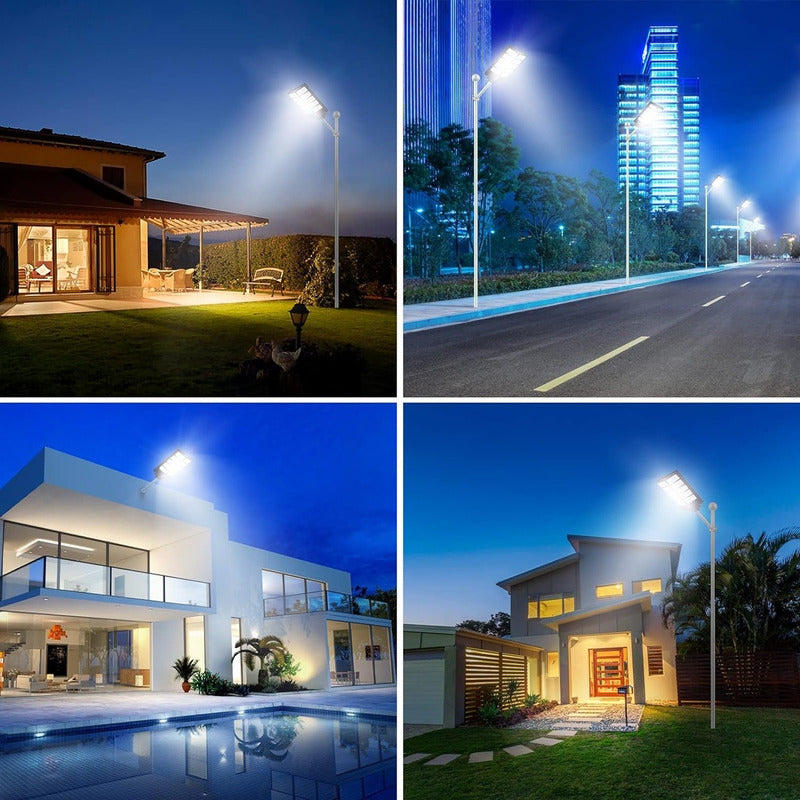 Foco Solar 1000w Con Sensor Foco Led Solar 1000w Poste Solar Carcasa Negro Luz Blanco