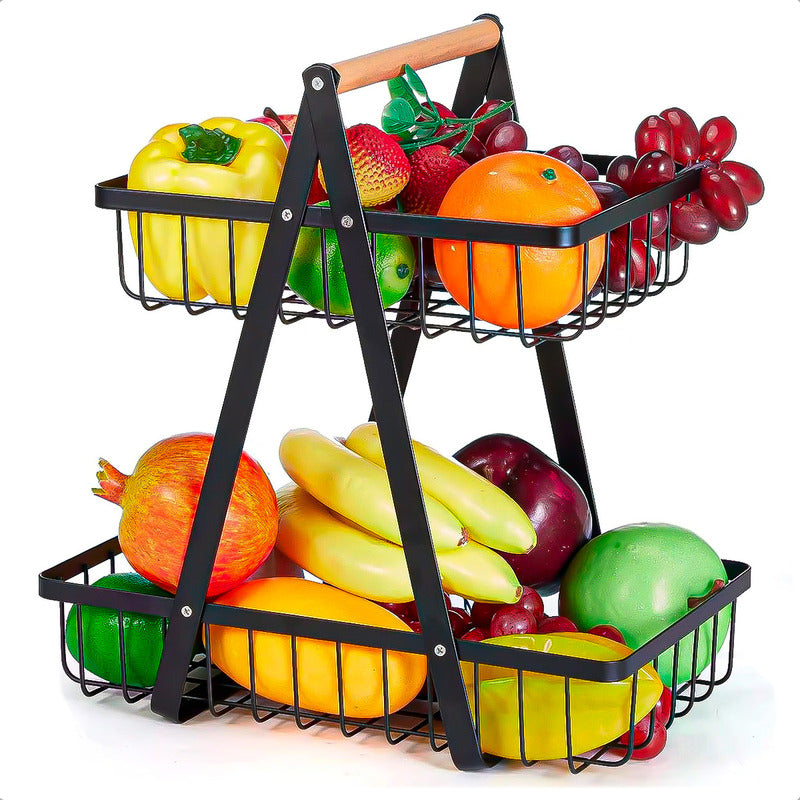 Cesto De Frutas Metalico Frutero De Mesa Cesto De Frutas 2 Niveles Arcashopping Cesta De Frutas Portátil Organizador De Cocina Cesta Rectangular De Metal Organizador De Frutas Cocina