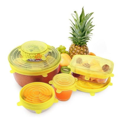 Set 6 Tapas De Silicona Adaptable Para Alimentos Reutilizabl