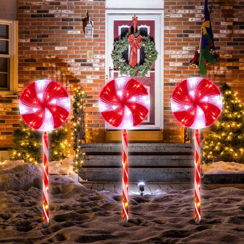 Pack X5 Estacas Solares Luces Navideñas Luces De Navidad