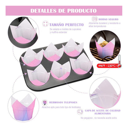 Pack X12 Capsula Para Hornear Capsulas Cupcakes Tulipanes Cu