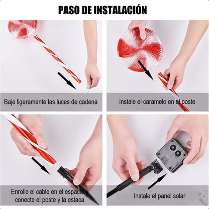 Pack X5 Estacas Solares Luces Navideñas Luces De Navidad
