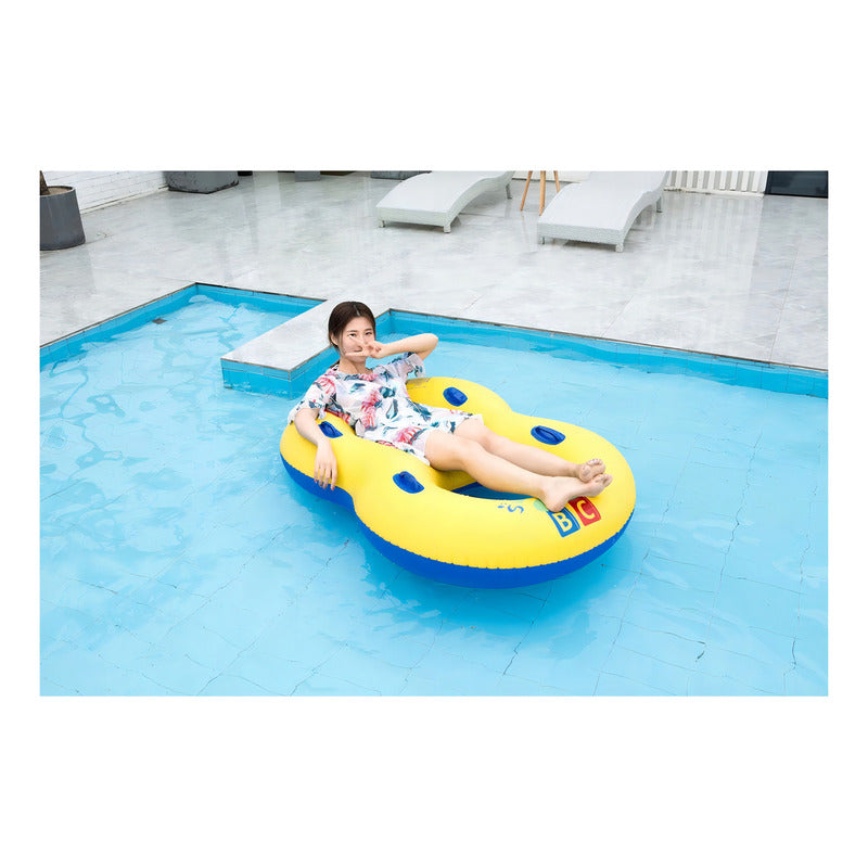 Flotador Inflable Doble Para Piscina Flotadores 2 Personas Color Amarillo