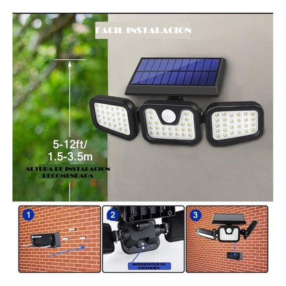 Pack X2 Focos Solar Led Exterior Foco Solar Con Sensor 74led