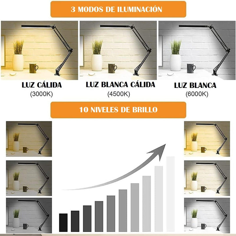 Lampara Led Escritorio Lampara Articulada Con Abrazadera Usb