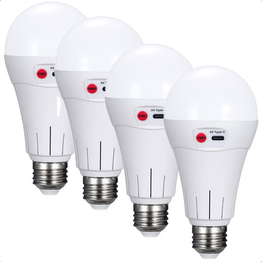 Pack X4 Ampolleta Sensor Dia Y Noche Recargable Usb E27 10w