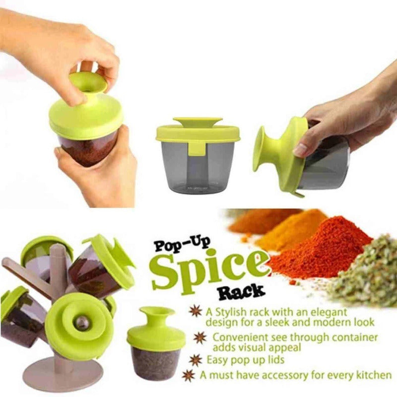 Especiero 6 Piezas Con Tapas Condimentero Organizador Rack