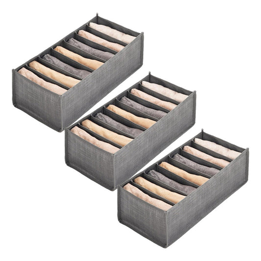 Pack X3 Organizador De Ropa 7 Divisiones Ropa Interior