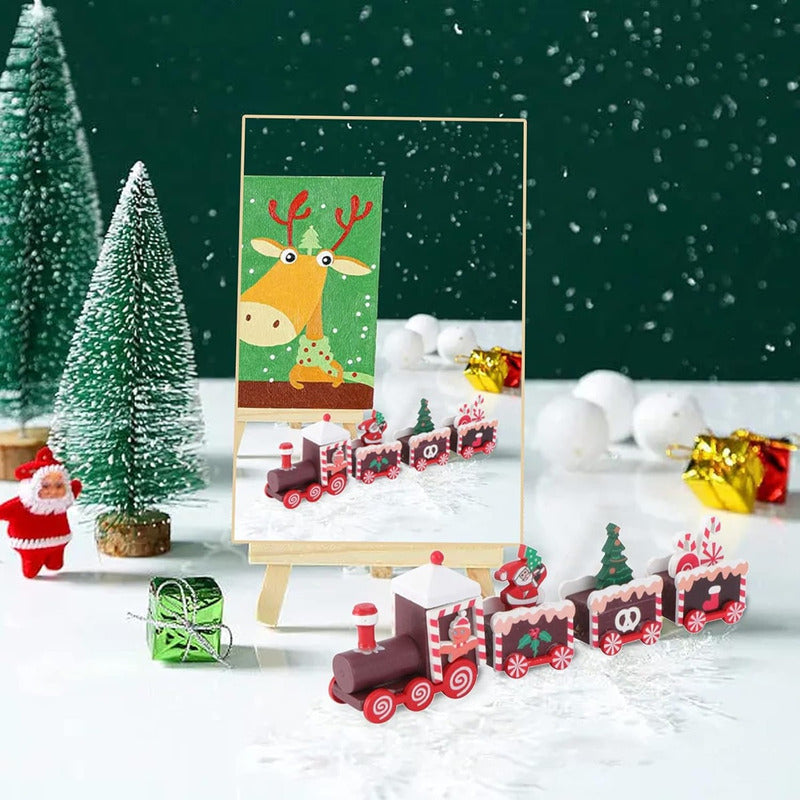 Tren Madera Adornos Navideños Decoración Hogar Navidad Regal