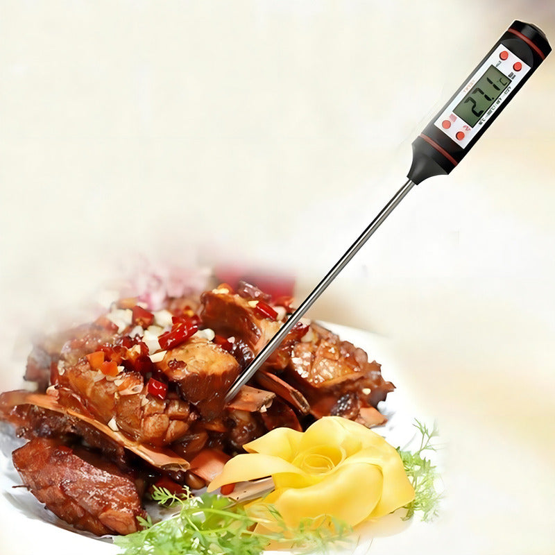 Termometro Digital De Cocina Pinche Alimentos Y Liquidos Color Negro