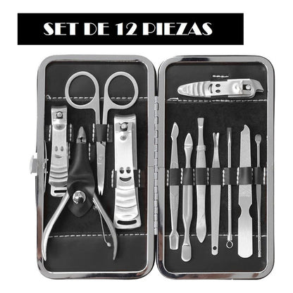 Set Manicure Permanente 12 Pieza Corta Cuticulas Profesional