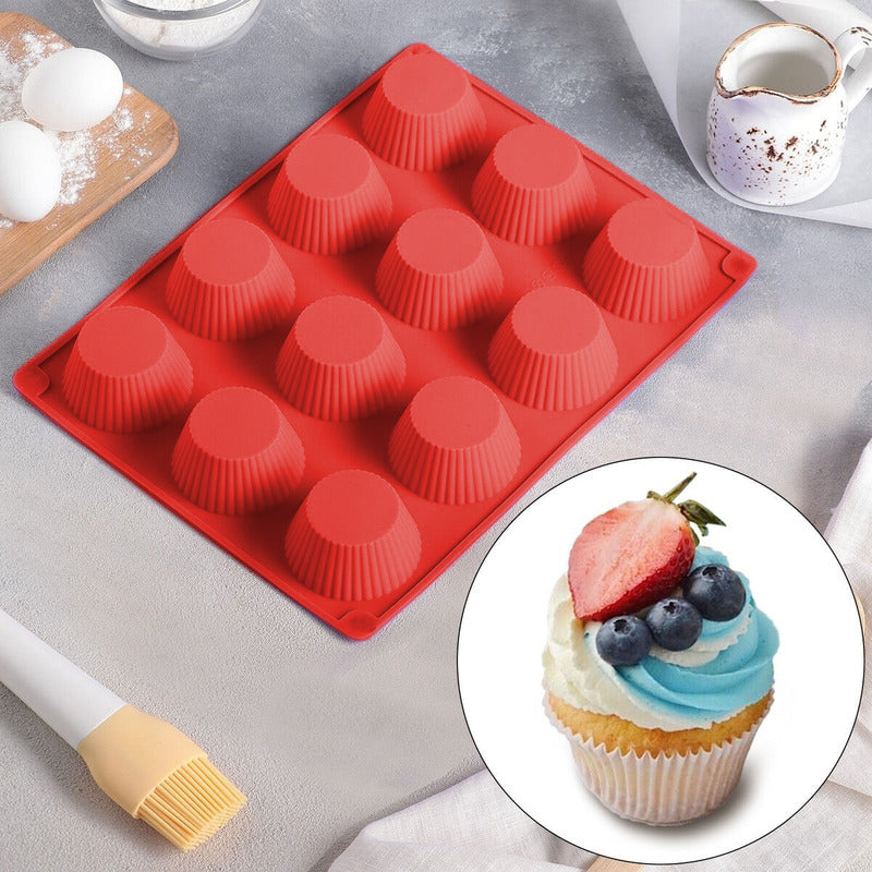 Molde Muffins Molde De Silicona 12 Cup Molde Cupcakes Repost Color Rojo