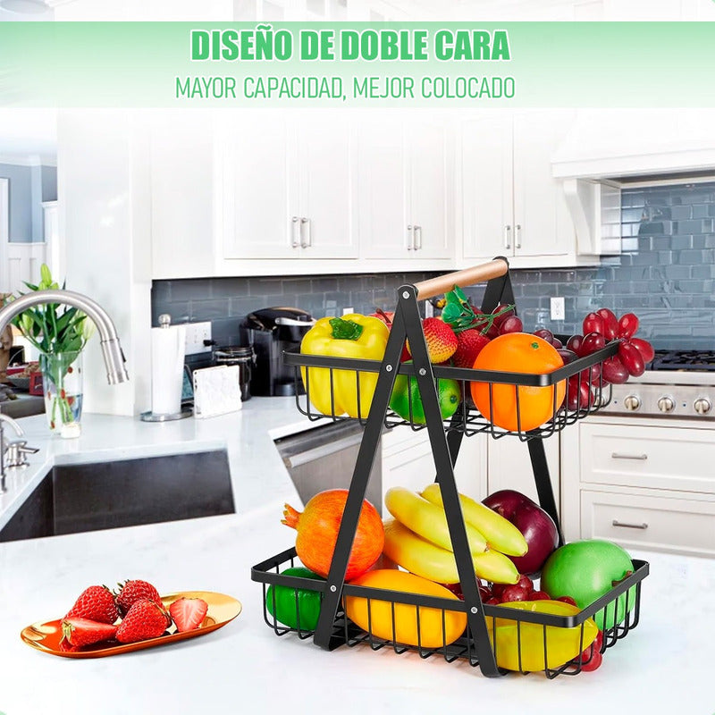Cesto De Frutas Metalico Frutero Mesa Cesto Frutas 2 Niveles