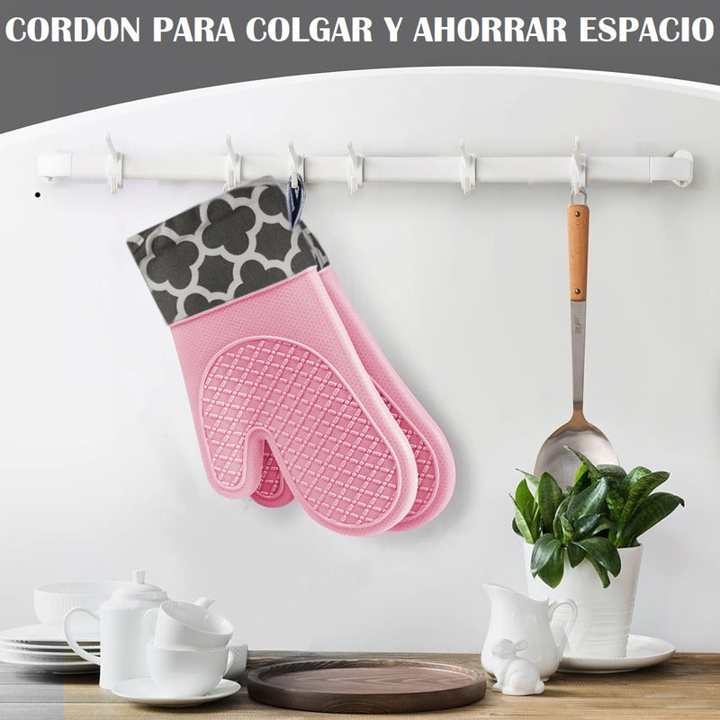 Pack X2 Guantes Para Horno Toma Ollas Guantes Silicona Cocin