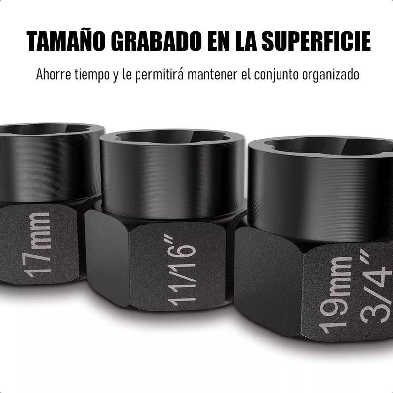 Set Herramientas Para Sacar Pernos Azul Extractor De Pernos Extractor De Tuercas Azul Arcashopping Dados De Extraccion Acero Al Carbono Set Dados Extractores Pernos Y Tuercas 13 Pcs 1/4 A 19mm