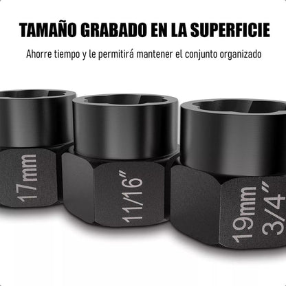 Set Herramientas Para Sacar Pernos Azul Extractor De Pernos Extractor De Tuercas Azul Arcashopping Dados De Extraccion Acero Al Carbono Set Dados Extractores Pernos Y Tuercas 13 Pcs 1/4 A 19mm