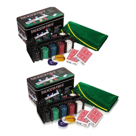 Pack X2 Set Poker Juego De Mesa 200 Fichas Naipes Fichas Pok