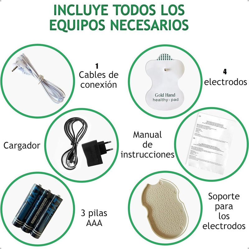 Set Electroestimulador Tens 8 Electrodos Cinta Kinesiologica