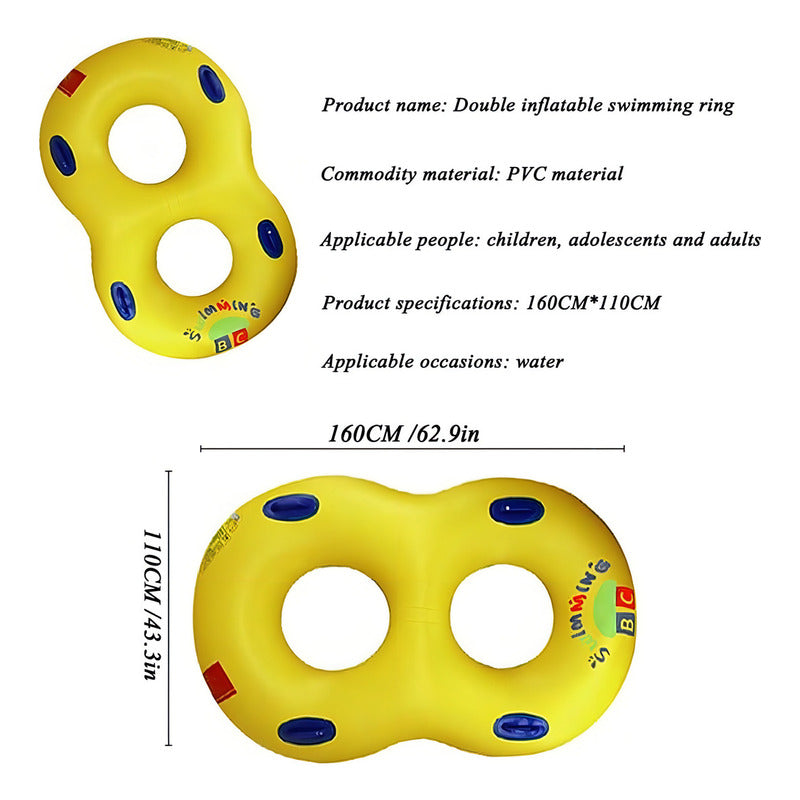 Flotador Inflable Doble Para Piscina Flotadores 2 Personas Color Amarillo