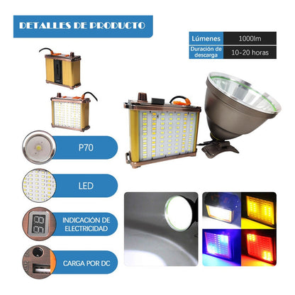Foco De Caza Linterna Minera Recargable Camping Lampara 500w