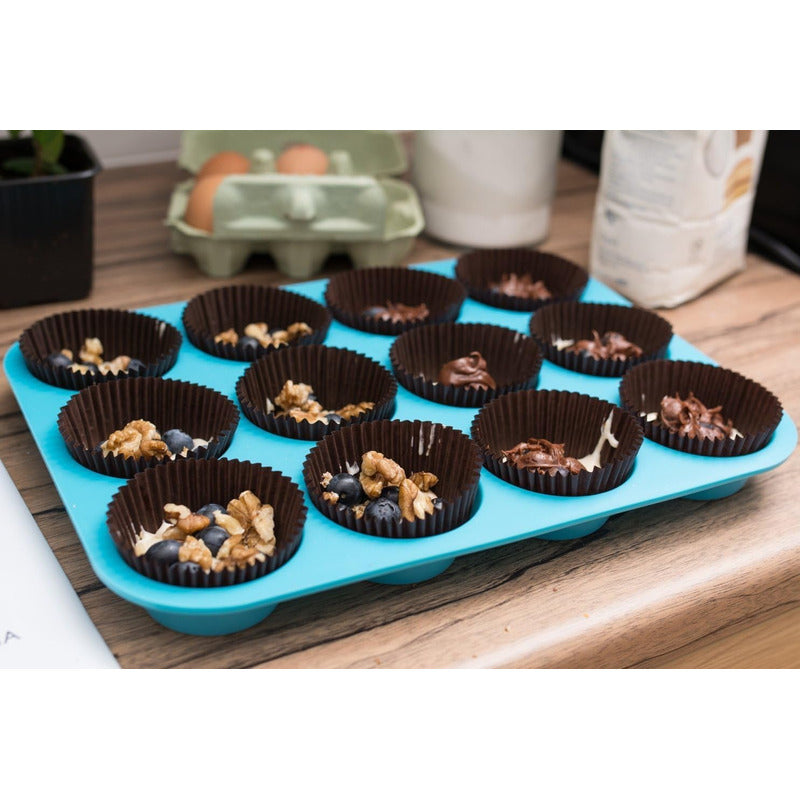 Pack X2 Molde Cupcakes Molde De Silicona 12 Cup Molde Muffin