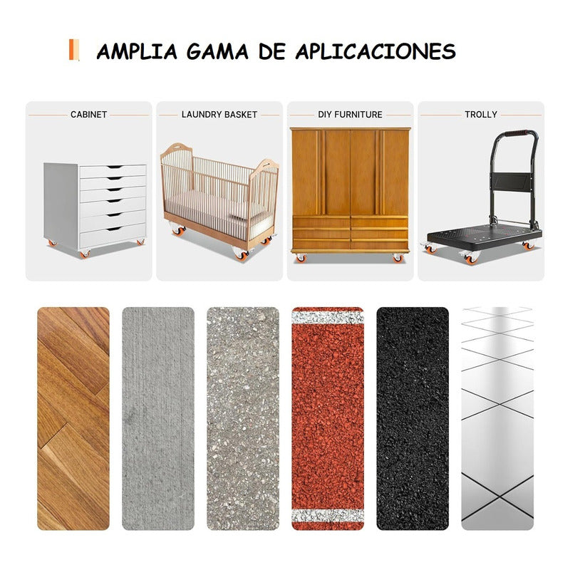 Pack X6 Rueda 4 Pulgadas Rueda Con Freno Doble Rueda Multius