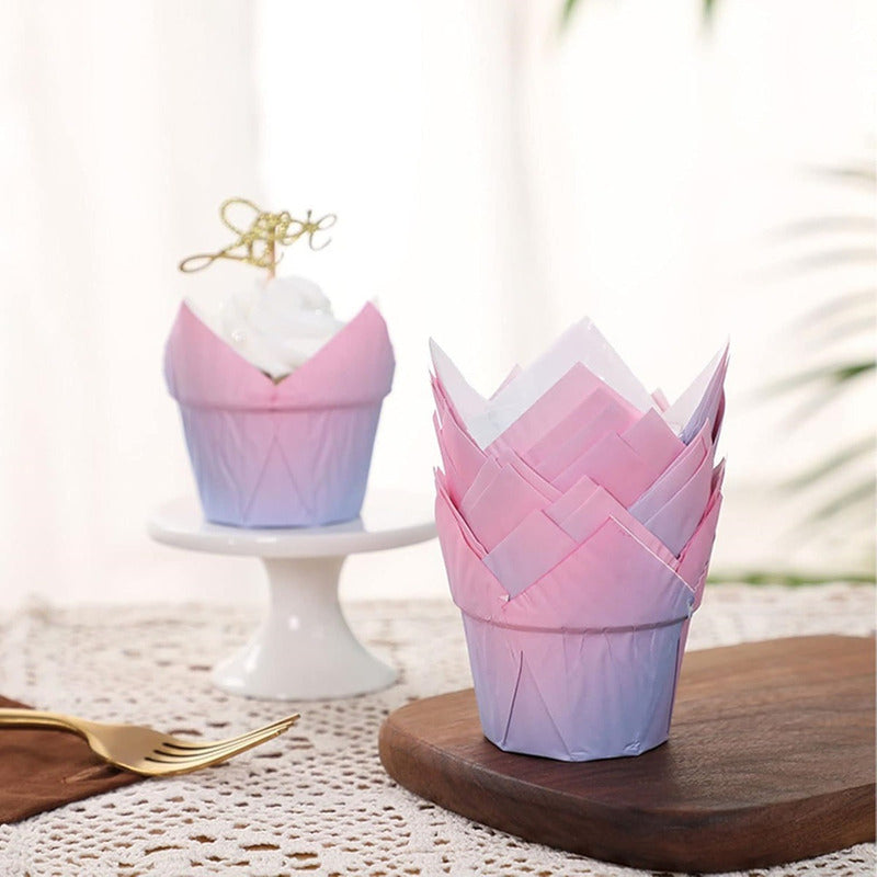 Pack X12 Capsula Para Hornear Capsulas Cupcakes Tulipanes Cu