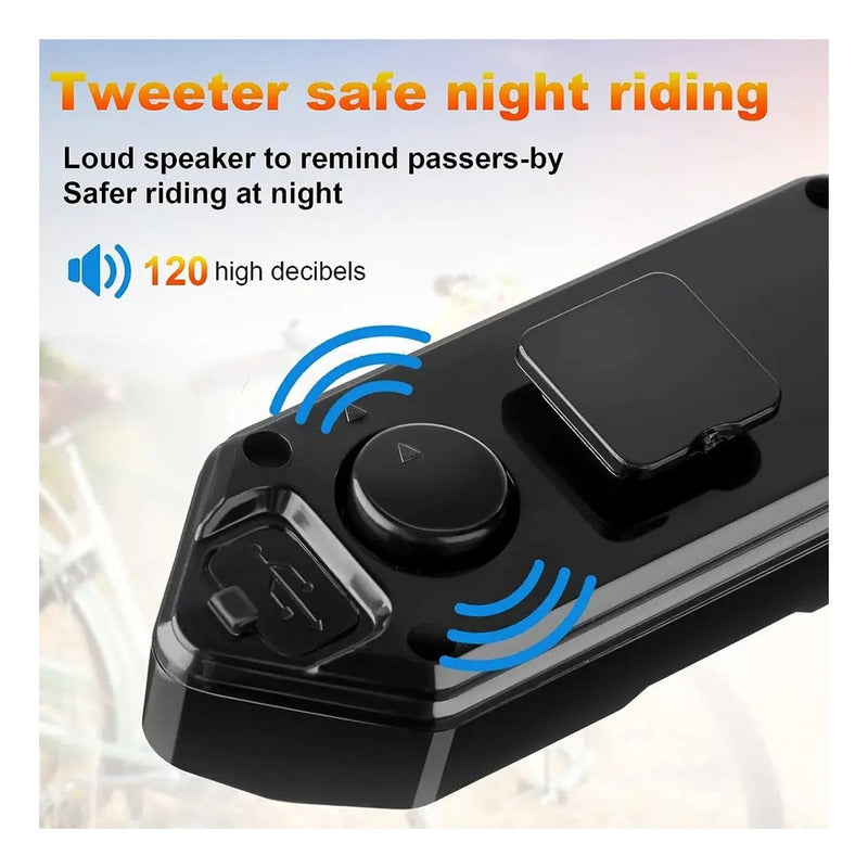 Luz Potente Trasera Para Bici Luz Señalización Bike Inhalamb Negro