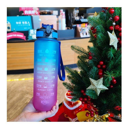 Botella De Agua Marcador Tiempo Horario Bpa Free 1l Kawaii