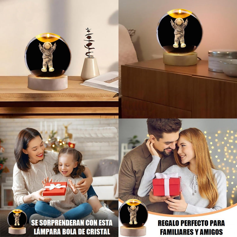 Pack X2 Lámparas De Cristal 3d Lámparas Led Bola De Cristal