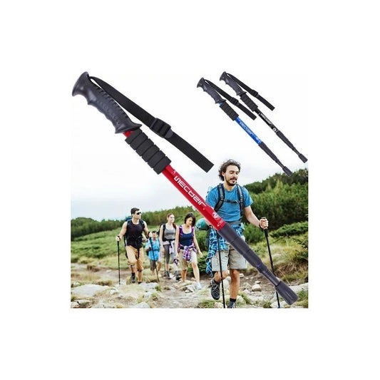 1 Bastón Plegable Ligero Senderismo Treking Caminar Escalar Color Rojo