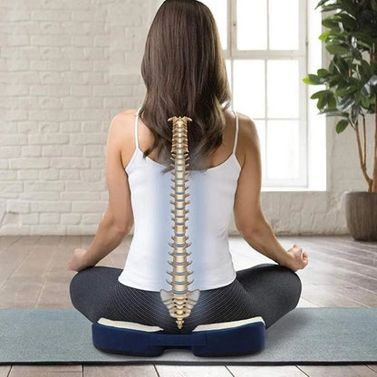 Pack X2 Cojin Lumbar Cojin Silla Oficina Cojin Espalda Ortop Color Blanco Con Azul Diseño De La Tela Liso