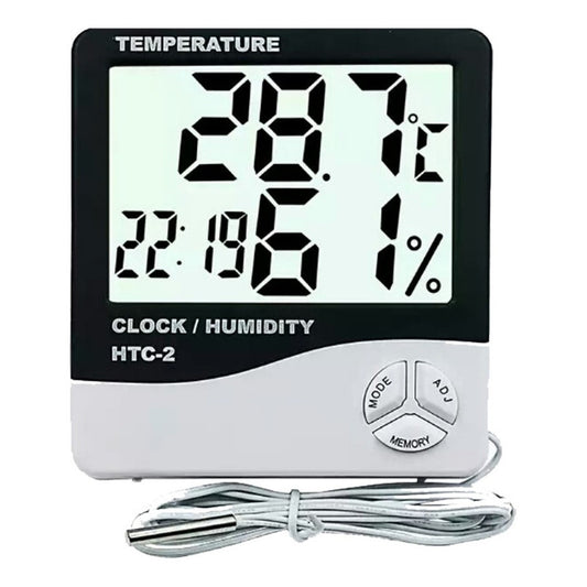 Termómetro Digital Reloj Higrometro Humedad Ambiental Htc-2