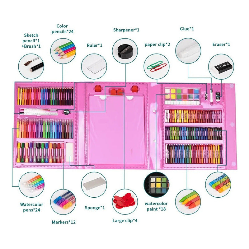 Set De Arte Maleta De Lápices 208pcs Para Colorear Crayones