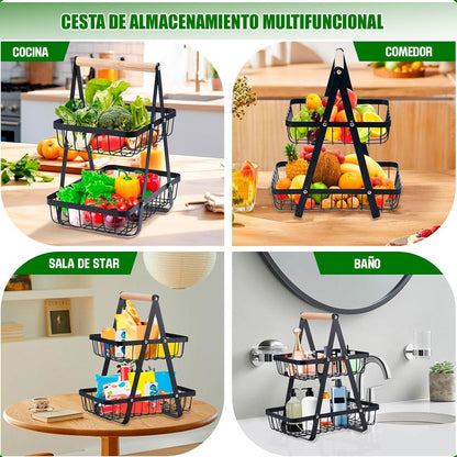 Cesto De Frutas Metalico Frutero Mesa Cesto Frutas 2 Niveles