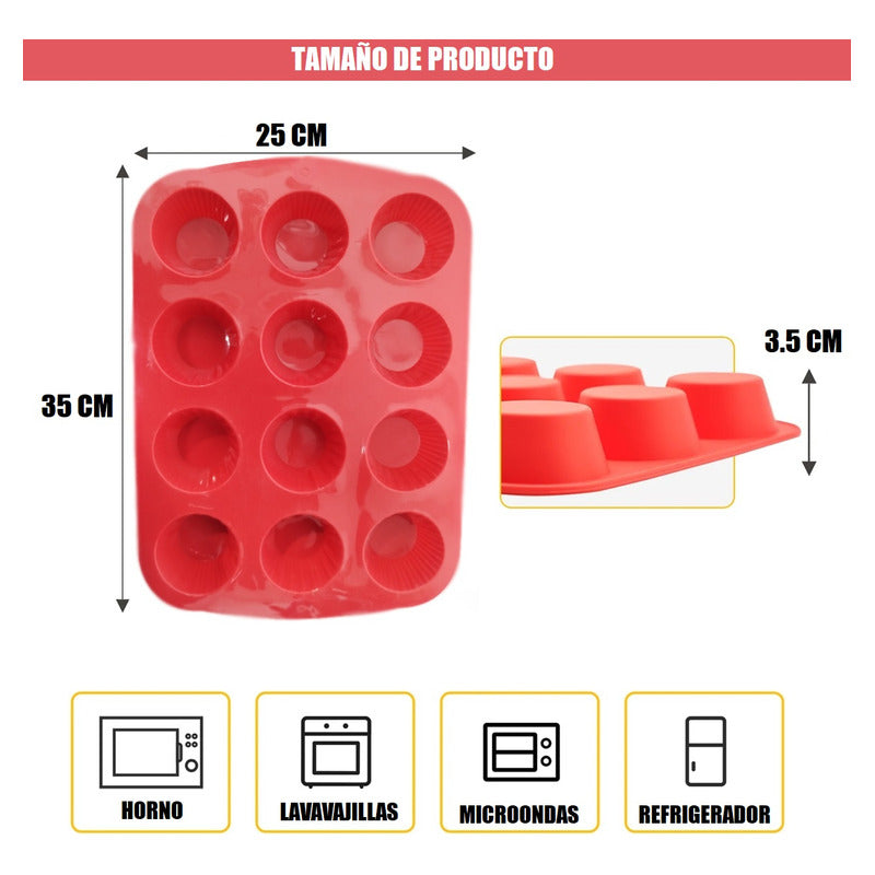 Pack X2 Molde Cupcakes Molde De Silicona 12 Cup Molde Muffin