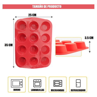 Pack X2 Molde Cupcakes Molde De Silicona 12 Cup Molde Muffin