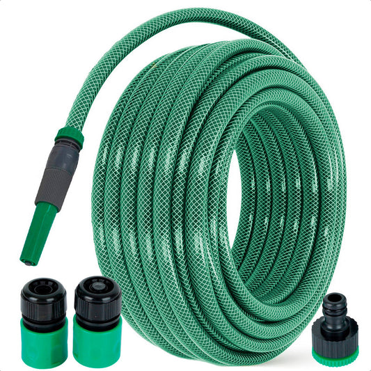 Manguera De 1/2 Pulgada Reforzada 20 Metros Con Accesorios Color Verde