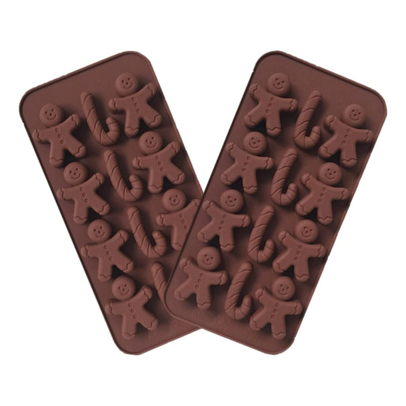 Pack X2 Molde Silicona Chocolate Navidad Moldes Repostería