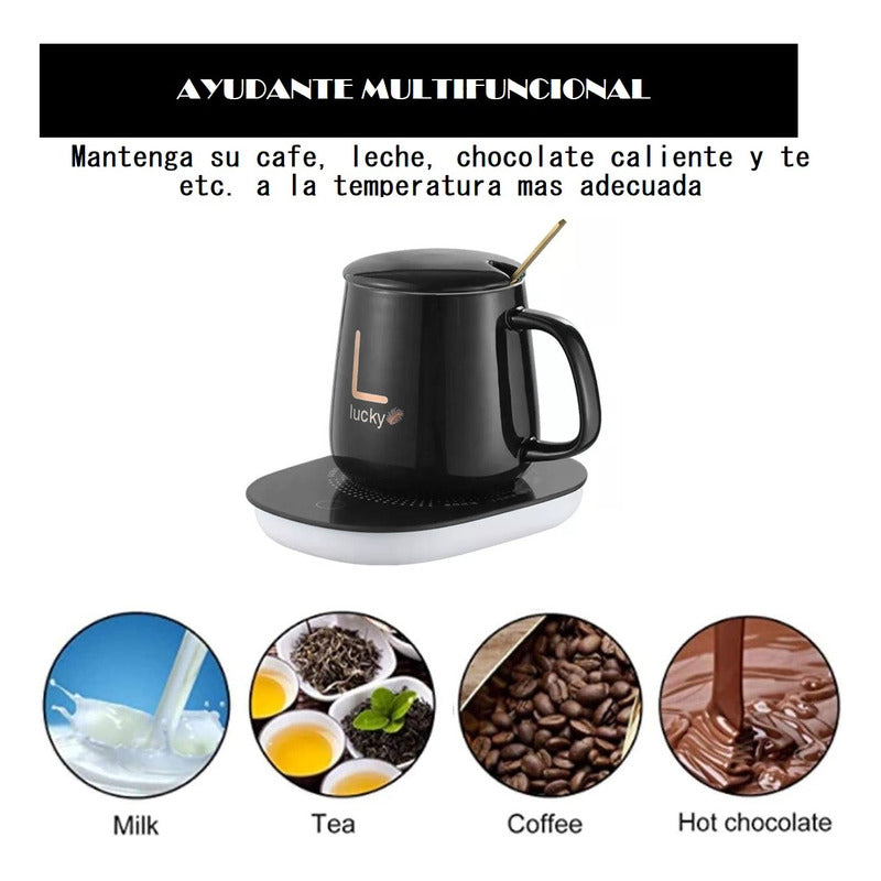 Pack X4 Taza De Café Con Calentador Eléctrico Juego De Tazas