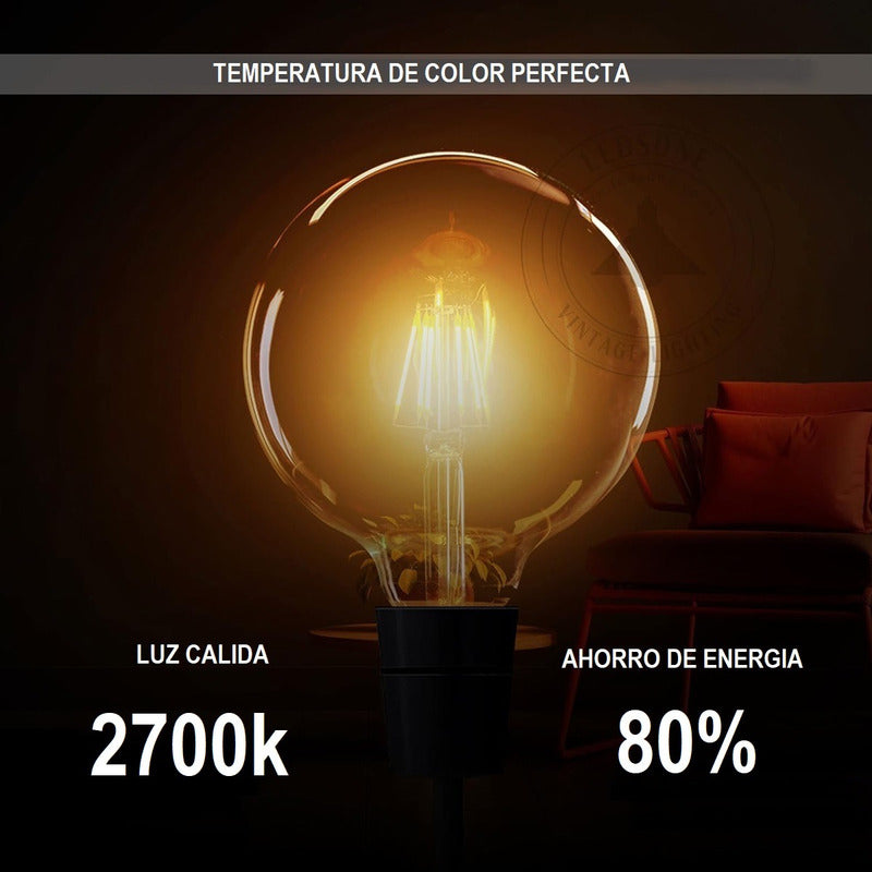 Ampolleta G125 Led Bombilla Incandescente Retro 6w 2700k